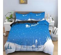 Housse de Couette 240 x 260 Flocon Neige Parure de Lit DéCoration Du Nouvel An Ensemble de Literie 3 Pièces - Housse Couette en Microfibre Douce et 2 Taies d'oreiller, avec Fermeture Éclair -KG2550