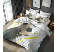 Housse De Couette 240 x 260 Football Enfant Adulte Enfant, Parure De Lit 240 x 260 Motif Garcon Ado Football 2 Person Avec Fermeture éclair, 2 Taie D'oreiller, Linge De Lit 100% Microfibre, LS4499