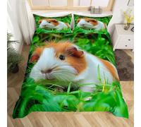 Housse de Couette 240 x 260 Hamster Parure de Lit 2 Personnes Animaux Mignons 3 Pièces Housse Couette en Microfibre Douce Imprimé 3D avec 2 Taies d'oreiller 65x65 cm e-2202