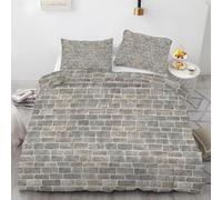 Housse de Couette 240 x 260 Mur de Briques Parure de Lit 2 Personnes Style Campagnard Imprimée 3D Microfibre Douce Rétro Housse Couette Réversible avec 2 Taies d'oreiller m2099