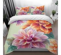 Housse de Couette 240 x 260 Orange Papillon Violet Parure de Lit 240 x 260 Respirable Microfibre House de Couette 260 240 Durable Parure Lit avec Fermeture à Glissière+2 Taies Oreiller 50x75