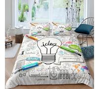Housse de Couette 240 x 260 Physique Parure de Lit Adulte 2 Personnes Microfibre Respirante Chimie Expérimentale Ensemble de Literie avec Fermeture Éclair et 2 Taies d'oreiller b-2491