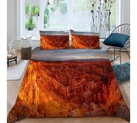Housse de Couette 240 x 260 Roches Rouges Parure de lit 2 Personnes Canyon 3D Imprimée Doux Literie Microfibre Housses Couettes avec Fermeture Éclair et 2 Taies d'oreiller D-1099