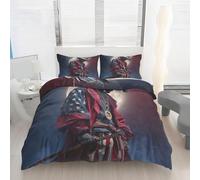 Housse de Couette 240 x 260 Samouraï Japonais Imprimé, Parure de lit Guerrier Patriotique Réversible Microfibre avec Fermeture Éclair, Ensemble de Literie 3 Pièces et 2 Taies d'oreiller P110z