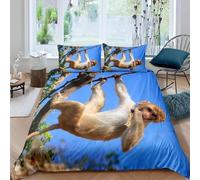 Housse de Couette 240 x 260 Singe Parure de Lit 2 Personnes Animaux Imprimée 3D Microfibre Douce Singe Housse Couette Réversible avec 2 Taies d'oreiller m2555