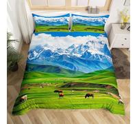 Housse de Couette 240 x 260 Vache Parure de Lit 2 Personnes Paysage des Hautes Terres 3 Pièces en Microfibre Douce Impression 3D avec 2 Taies Oreiller 65x65 cm b-1500