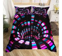 Housse de Couette 240 x 260 Vortex Multicolore Parure de Lit Tunnel 2 Personnes en Microfibre Douce Imprimée en 3D avec Zippée et 2 Taie d'oreiller 65x65 cm