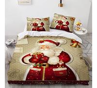 Housse De Couette 240X220 220X240Cm Pas De Repassage Polyester Coton Parure De Lit Fille Pere Noel Père Noël avec 2 Taies d'oreiller 65X65Cm