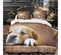 Housse de Couette 240x220 Chien Microfibre Parure de Lit 3D Imprimée Animaux de Compagnie Mignons Housse Couette Ultra Douce Confortable avec 2 Taies d'oreiller 65x65 I.1535