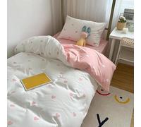Housse de Couette 240X220 Cœur Rose et Blanc - Parure de lit Réversible Cœur pour Femmes et Filles - Housse de Couette 240X220 Simple en Microfibre Confortable et Facile D'Entretien avec Taies D'O