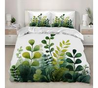 Housse de Couette 240x220 Herbe Peinte Microfibre Parure de Lit 3D Imprimée Plantes Vertes Housse Couette Ultra Douce Confortable avec 2 Taies d'oreiller 65x65 G.1781