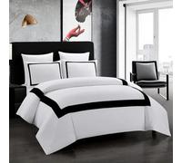 Housse de Couette 240X220 Simple à Rayures Noires,Ensemble de Literie à Larges Rayures Géométriques pour Hommes et Garçons,Ensemble de Housse de Couette 240X220 Blanche en Microfibre avec Fermet