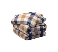 AltoBuy Housse de Couette 240x220cm en Flanelle de Coton à Carreaux Beige - Bastien