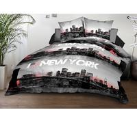 Housse de Couette 240x260 + 2 taies - Microfibre Douce et résistante - Entretien Facile - New-York, Noir