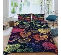 Housse de Couette 240x260 Adulte CœU.S Peints à la Main 3D Parure de Lit 2 Personnes en Microfibre Fille 3 Pièces Ensemble de literie Multicolore avec Fermeture Éclair et 2 Taies d'oreiller G.353
