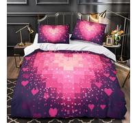 Housse de Couette 240x260 Adulte Motif Cœur 3D Parure de Lit 2 Personnes en Microfibre CœU.S Romantiques 3 Pièces Ensemble de literie Rose avec Fermeture Éclair et 2 Taies d'oreiller G.176