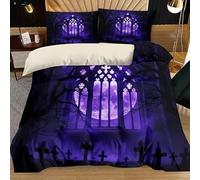 Housse de Couette 240x260 CathéDrale Gothique, Parure de Lit Clair De Lune, Microfibre 3 Pièces, 3D Imprimée Parures de Lit avec Fermeture éclair, Housses de Couettes et 2 Taies d'oreiller 65x65 cm