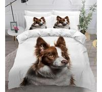 Housse de Couette 240x260 Chien de Berger 3D Imprimé Parures de Lit Animal de Compagnie Douceur Microfibre 2 Personnes Literie avec Fermeture Éclair et Taie d'oreiller 65x65 a359