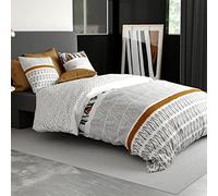 Housse de Couette 240x260 cm + 2 taies d'oreiller 63x63 cm Coton 57 Fils Louxor - Parure de lit 3 pièces 100% Coton 260x240 (LargeurXLongeur)