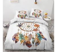 Housse de Couette 240x260 cm Attrape Coeur colorée Attrape-rêves Motif Imprimés Parure de Lit 2 Personne Literie De 100% Microfibre Parure Couette Avec Fermetures éclair + 2 Taie D'oreiller 65x65 cm