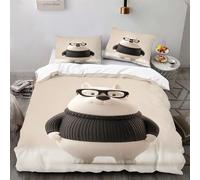Housse de Couette 240x260 cm Chien Blanc Innocent et Simple Parure de Lit Motif 3D Sets De Housse Couette Et 2 Taies d'oreiller 65x65cm,AI Motifs Couvre-lit Doux et Respirant#YR10