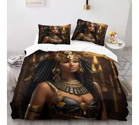 Housse de Couette 240x260 cm Déesse égyptienne mystérieuse Parure de Lit Motif 3D Sets De Housse Couette Et 2 Taies d'oreiller 65x65cm,AI Motifs Couvre-lit Doux et Respirant#YR8
