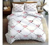 Housse de Couette 240x260 cm Flèche en forme de cœur Parure de Lit Simplicité géométrique avec 2 Taies d'oreiller 65x65 cm Housse Couette Sets Réversible en Microfibre de avec Fermeture Éclair