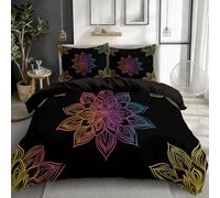 Housse de Couette 240x260 cm Mandala Line Art colorié Parure de lit Adult Enfant avec 1/2 Taie d'oreiller 65x65 Reversible Parure Housse Couette 2 Personnes en Polycoton