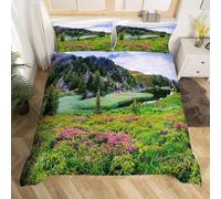 Housse de Couette 240x260 cm Plantes et Fleurs 3D Imprimé Parures de Lit Paysages Naturels Douceur Microfibre 2 Personnes Literie avec Fermeture Éclair et Taie d'oreiller 65x65 cm d-2129