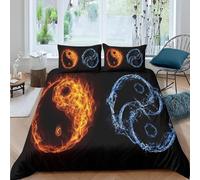 Housse de Couette 240x260 cm Tai-Chi Parure de Lit Art Abstrait 2 Personnes Housse Couette Imprimée 3D Microfibre Douce avec Fermeture Éclair et 2 Taies d'oreiller CD.1812