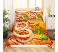 Housse de Couette 240x260 Cuisine Thaïlandaise Parure de Lit Soupe Tom Yum Goong Ultra Doux Respirante Microfibre Literie Set 2 Personnes avec Fermeture Éclair avec 2 Taies d'oreiller W.1181
