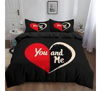 Housse de Couette 240x260 Cœur Microfibre Parure de Lit 3D Imprimée Romance de Couple Housse Couette Ultra Douce Confortable avec 2 Taies d'oreiller 65x65 F.408