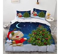 Housse De Couette 240X260 Enfant Fille 240X260 Cm Pas De Repassage Polyester Coton Parure Housse De Couette Noel avec 2 Taies d'oreiller 65X65Cm