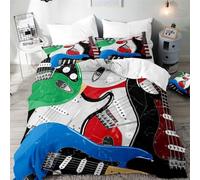 Housse de Couette 240x260 Guitare électrique Microfibre Douce Parures de Lit 2 Personnes Imprimé 3D Thème Musique Rock Housses Couette avec 2 Taies d'oreiller et Fermeture Éclair g.6972