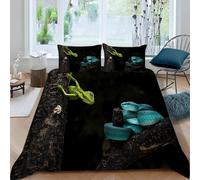Housse de Couette 240x260 Lézard et Serpent Parure de Lit 2 Personnes Thème Nature Imprimé 3D Microfibre Doux Housses Couettes avec Fermeture Éclair et 2 Taies d'oreiller P.250