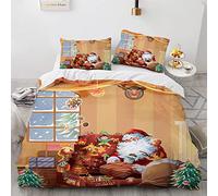 Housse De Couette 240X260 Noel avec 2 Taies d'oreiller 65X65Cm Polyester Coton Sets De Housses De Couettes Pas De Repassage 240X260Cm