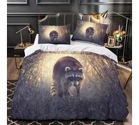 Housse de Couette 240x260 Raton Laveur Parure de Lit 2 Personnes Animaux Mignons Imprimé 3D Microfibre Doux Housses Couettes avec Fermeture Éclair et 2 Taies d'oreiller P.159