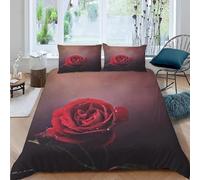 Housse de Couette 240x260 Rose Parure de Lit 2 Personnes Amour Romantique Imprimé 3D Microfibre Doux Housses Couettes avec Fermeture Éclair et 2 Taies d'oreiller H.4100