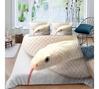 Housse de Couette 240x260 Serpent Parure de Lit 2 Personnes Animaux Imprimée 3D Microfibre Literie Set 3 Pièces avec Housses Couettes et 2 Taies d'oreiller D-1955
