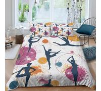 Housse de Couette 240x260 Silhouette de Danseuse Parures de Lit Adultes 3D Imprimée Literie Set 3 Pièces Thème Danse Microfibre Housse Couette 2 Personne avec 2 Taie d'oreiller F.2015