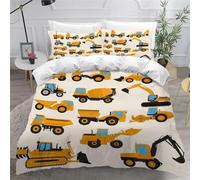 Housse de Couette 240x260 Voiture de Dessin Animé Microfibre Douce Parures de Lit 2 Personnes Imprimé 3D Enfants, Garçons et Filles Housses Couette avec 2 Taies d'oreiller et Fermeture Éclair c.80