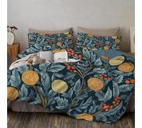 Housse de Couette 240x260cm Plantes rétro Parure de Housse de Couette avec Il Reste Encore de Nombreuses Branches De Rêve Et Nuages Blancs Parure de Lit pour 2 Personnes, Bleu-Gris