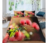 Housse de Couette 240x280 Fleurs de Pommier Sauvage Parures de Lit Adultes 3D Imprimée Literie Set 3 Pièces Fleurs Roses Microfibre Housse Couette 2 Personne avec 2 Taie d'oreiller M.1218