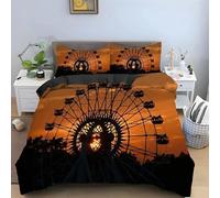 Housse de Couette 240x280 Grande Roue Parures de Lit Adultes 3D Imprimée Literie Set 3 Pièces Manèges de Parc D'attractions Microfibre Housse Couette 2 Personne avec 2 Taie d'oreiller F.1988