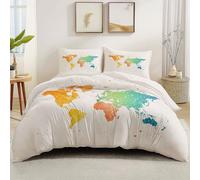Housse de Couette 260 x 220 cm avec 2 Taie Oreillers 65x65 cm, Blanc ParureMicrofibre avec Fermeture éclair 3 Pièces - Style Ancien Minimalisme Blocage des Couleurs Respirante Design Parure Couette