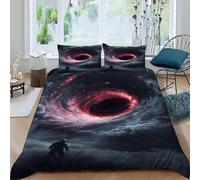 Housse de Couette 260 x 240 Trou de Ver du Trou Noir Imprimé 3D Parure de lit 2 Personnes Univers Spatial avec 2 Taies d'oreiller 65x65 cm Douce Microfibre Literie 3 Pièces pour Adulte a_131