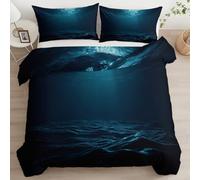 Housse de Couette 260x240 Adulte Enfant Paysage Sous Marin Fantastique Mystérieux Parure de Lit 2 Personnes, Bleu Foncé Ensemble de Literie Décor de Chambre Gift Léger avec 2 taie d'oreiller