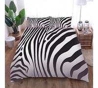 Housse De Couette 260x240 Cm Ensemble De Housse Couette Imprimé 3D Imprimé Rayé Noir Et Blanc Motif Parure De Lit 2 Personnes en Microfibre avec Taie d'oreiller 65x65Cm avec Fermeture Éclair