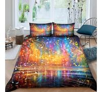 Housse De Couette 260X240 Cm Notes De Musique - Parure De Lit en Microfibre Hypoallergique 1/2 Personnes avec Fermeture Éclair, Housse Couette 3D Imprimé avec 2 Taie d'oreiller -878P465G575R