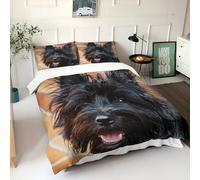 Housse de Couette 260x240cm Chien Mignon, Animaux Parure de Lit et 2 Taies d'oreiller - Microfibre Confortable ModèLe de Cairn Terrier Ensemble de Literie pour 2 Personnes, pour Enfant Ado et Adulte